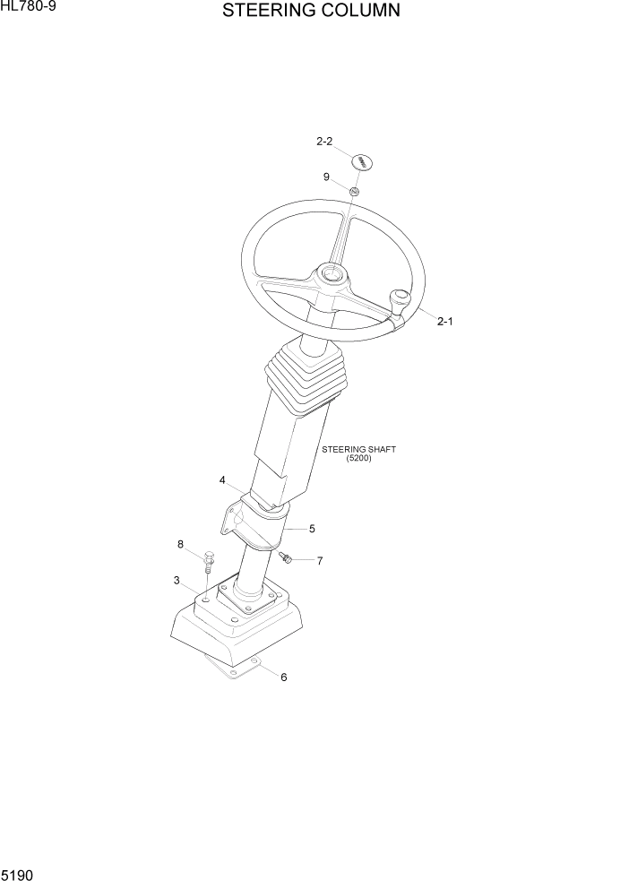Схема запчастей Hyundai HL780-9 - PAGE 5190 STEERING COLUMN СТРУКТУРА
