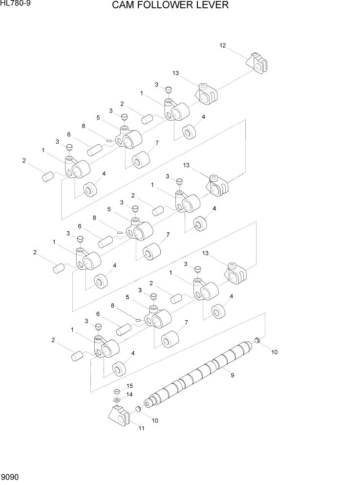 Схема запчастей Hyundai HL780-9 - PAGE 9090 CAM FOLLOWER LEVER ДВИГАТЕЛЬ БАЗА