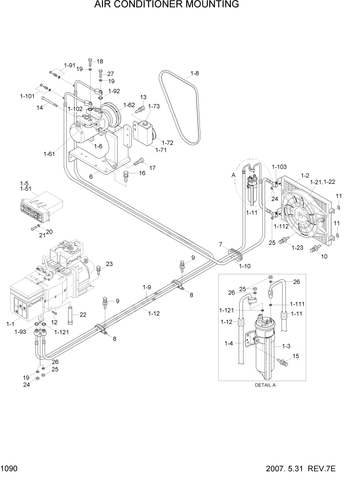 Схема запчастей Hyundai HL730-7 - PAGE 1090 AIR CONDITIONER MOUNTING СИСТЕМА ДВИГАТЕЛЯ