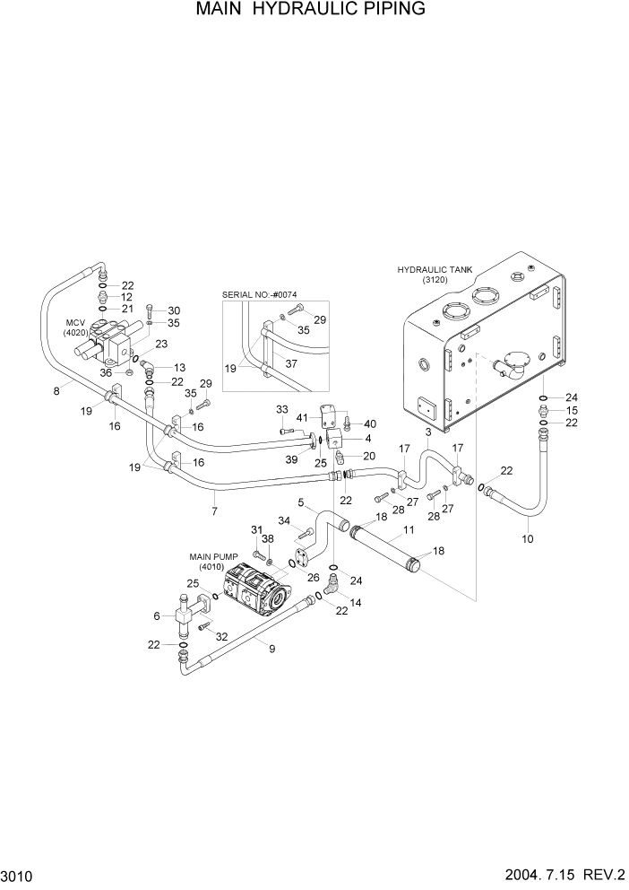 Схема запчастей Hyundai HL730-7 - PAGE 3010 MAIN HYDRAULIC PIPING ГИДРАВЛИЧЕСКАЯ СИСТЕМА