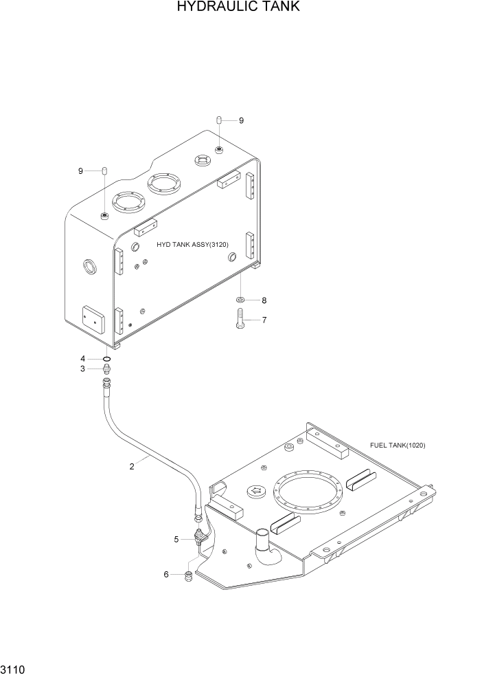 Схема запчастей Hyundai HL730-7 - PAGE 3110 HYDRAULIC TANK ГИДРАВЛИЧЕСКАЯ СИСТЕМА