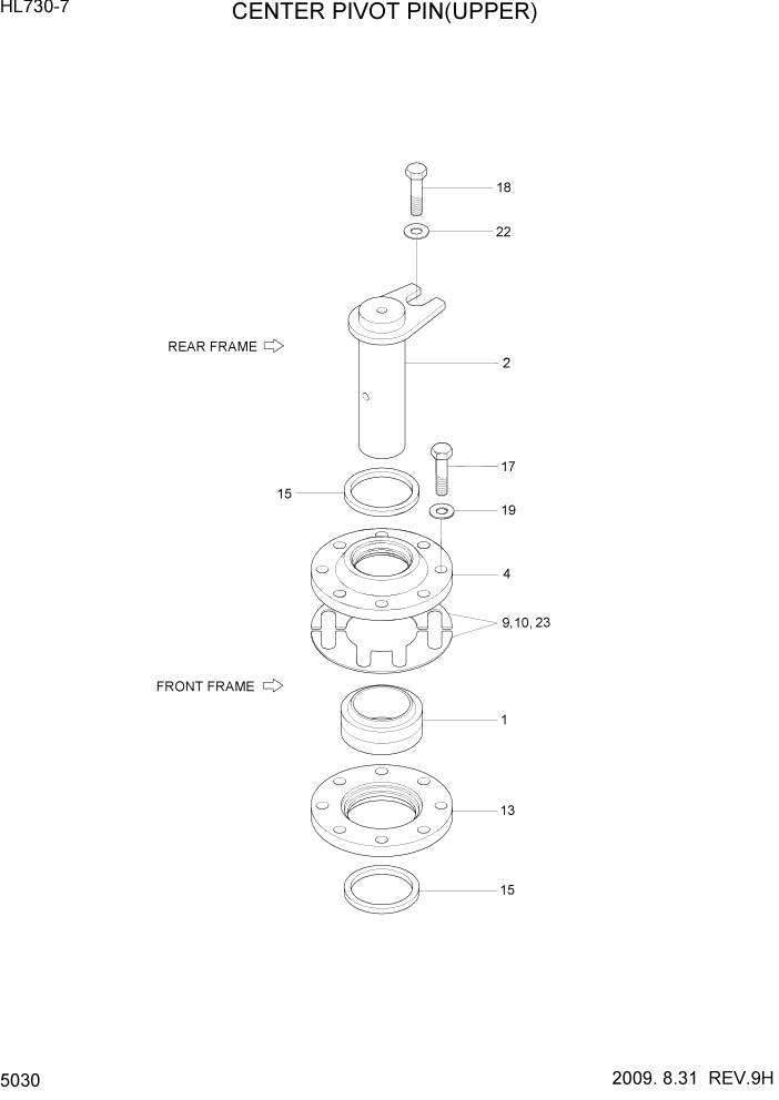 Схема запчастей Hyundai HL730-7 - PAGE 5030 CENTER PIVOT PIN(UPPER) СТРУКТУРА