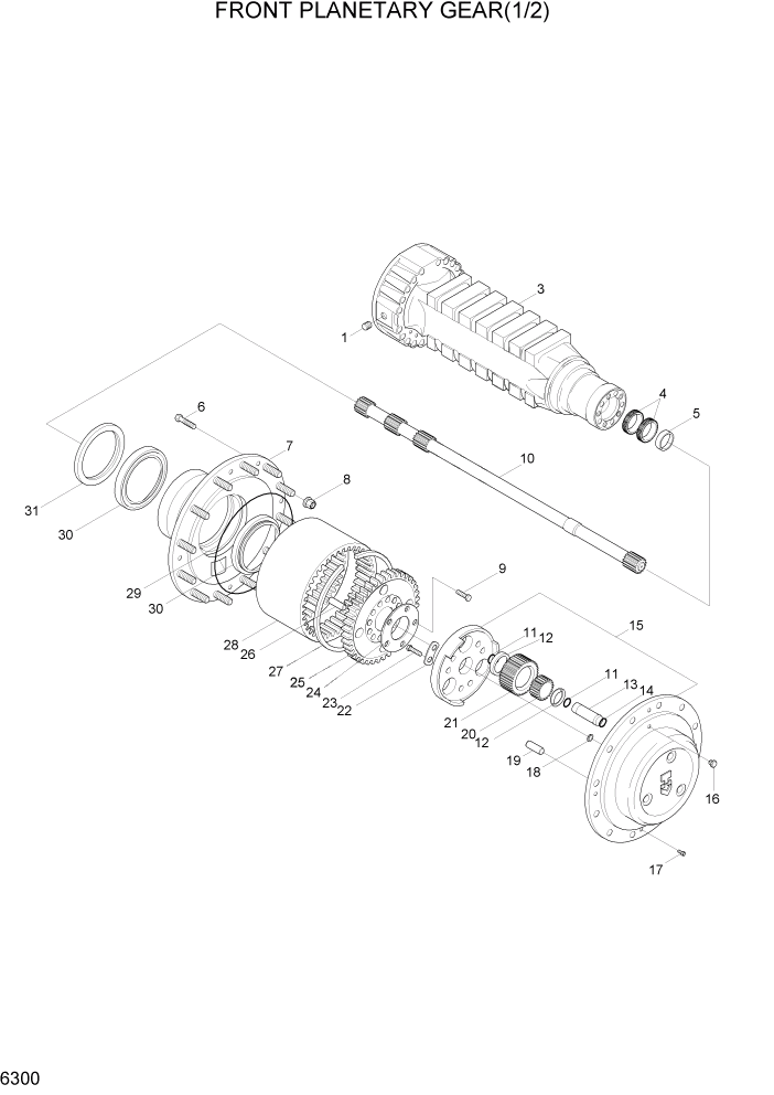 Схема запчастей Hyundai HL730-7 - PAGE 6300 FRONT PLANETARY GEAR(1/2) СИЛОВАЯ СИСТЕМА