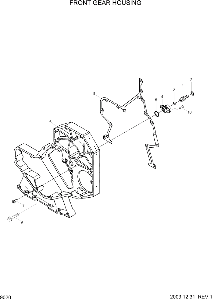 Схема запчастей Hyundai HL730-7 - PAGE 9020 FRONT GEAR HOUSING ДВИГАТЕЛЬ БАЗА