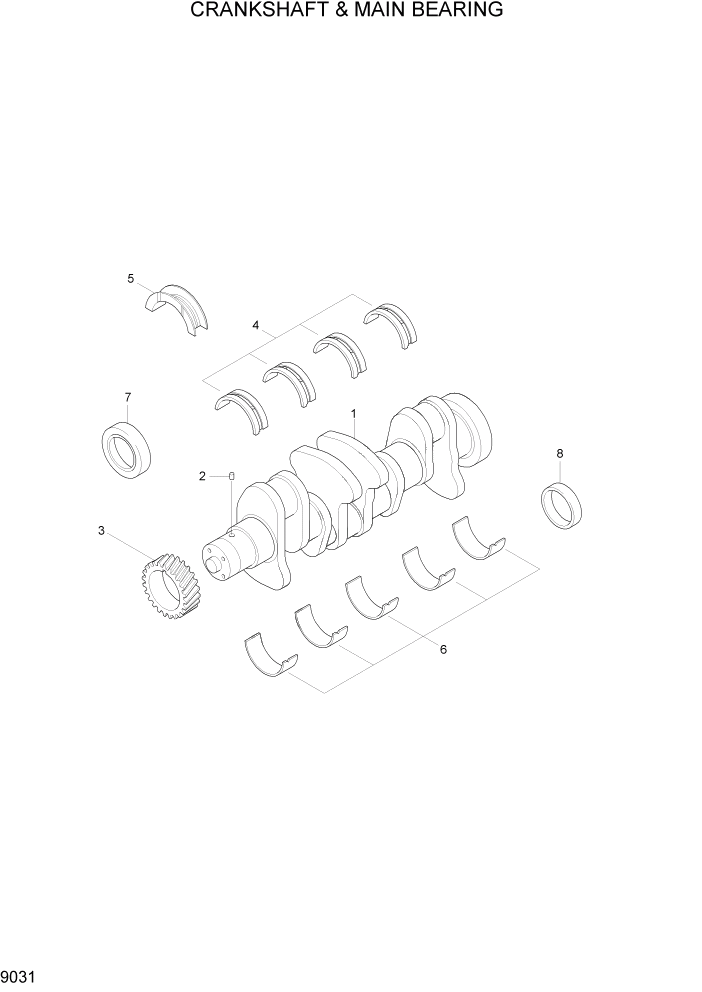 Схема запчастей Hyundai HL730-7 - PAGE 9031 CRANKSHAFT & MAIN BEARING ДВИГАТЕЛЬ БАЗА