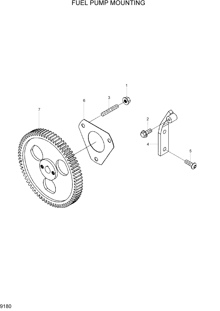 Схема запчастей Hyundai HL730-7 - PAGE 9180 FUEL PUMP MOUNTING ДВИГАТЕЛЬ БАЗА