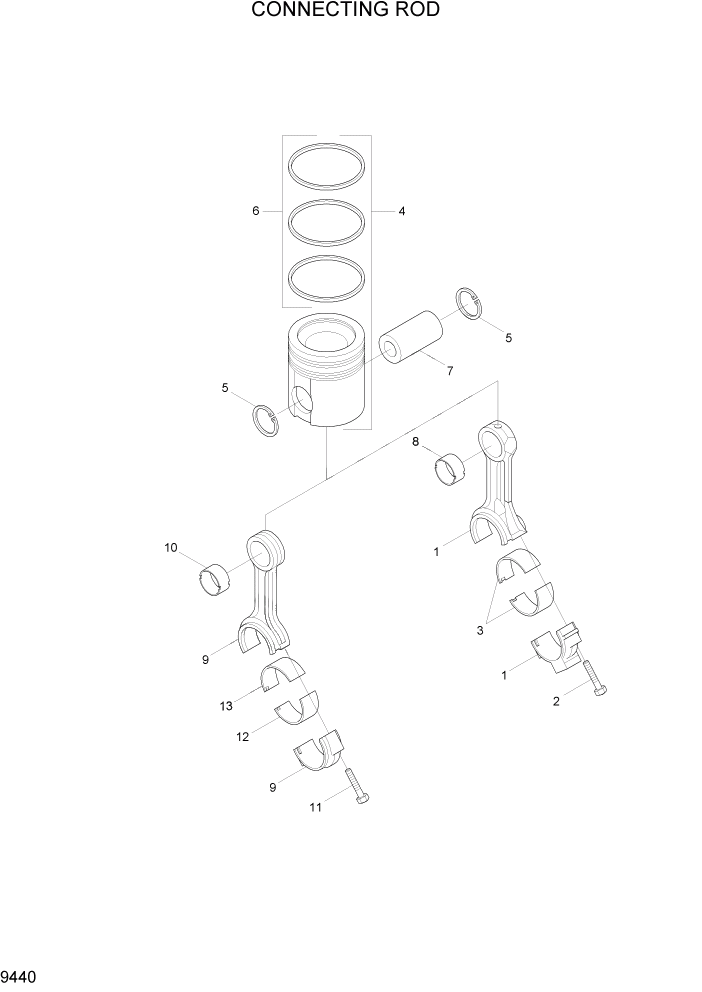 Схема запчастей Hyundai HL730-7 - PAGE 9440 CONNECTING ROD ДВИГАТЕЛЬ БАЗА