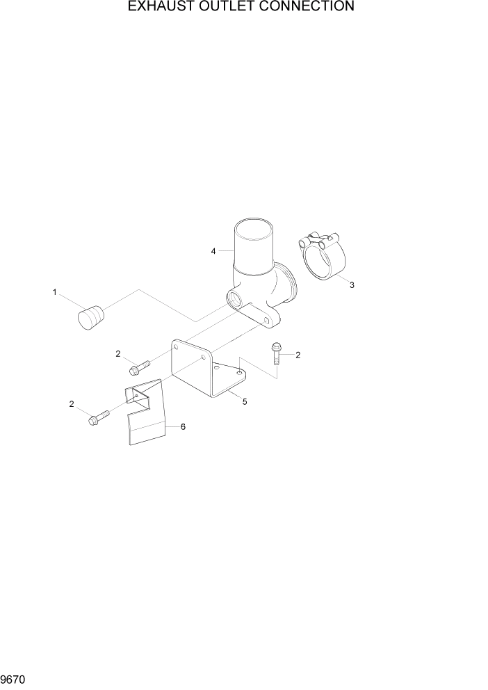 Схема запчастей Hyundai HL730-7 - PAGE 9670 EXHAUST OUTLET CONNECTION ДВИГАТЕЛЬ БАЗА