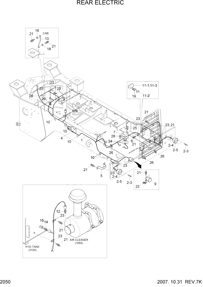 Схема запчастей Hyundai HL730-7A - PAGE 2050 REAR ELECTRIC ЭЛЕКТРИЧЕСКАЯ СИСТЕМА