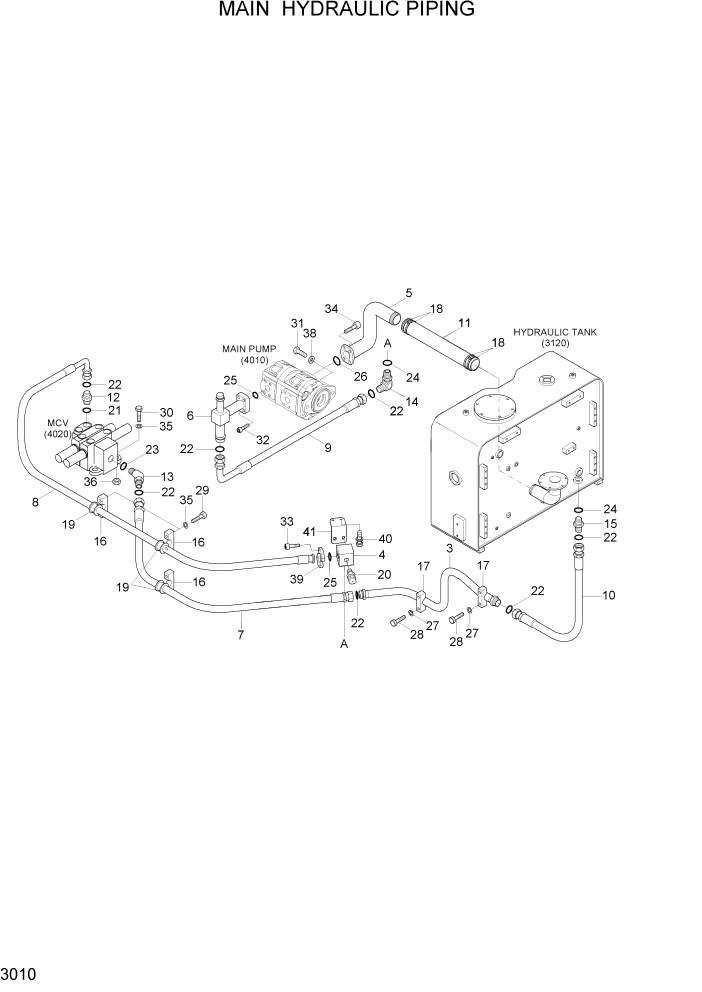 Схема запчастей Hyundai HL730-7A - PAGE 3010 MAIN HYDRAULIC PIPING ГИДРАВЛИЧЕСКАЯ СИСТЕМА