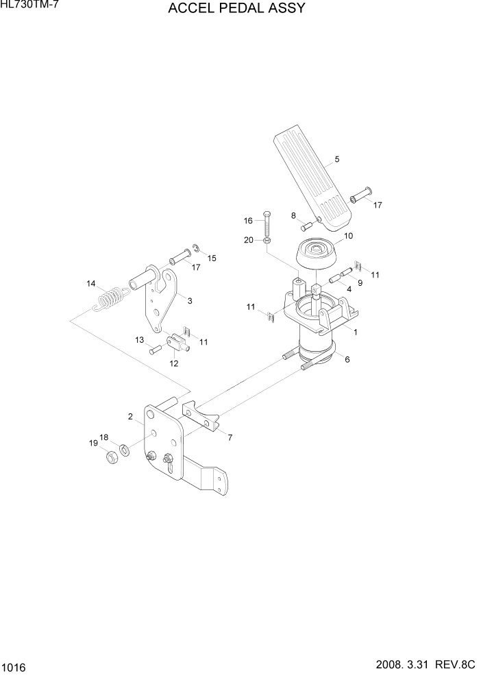Схема запчастей Hyundai HL730TM7 - PAGE 1016 PEDAL ASSY СИСТЕМА ДВИГАТЕЛЯ