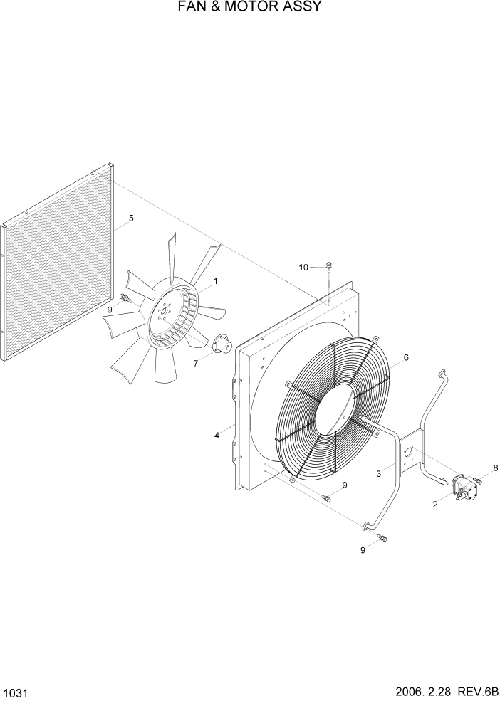 Схема запчастей Hyundai HL730TM7 - PAGE 1031 FAN & MOTOR ASSY СИСТЕМА ДВИГАТЕЛЯ