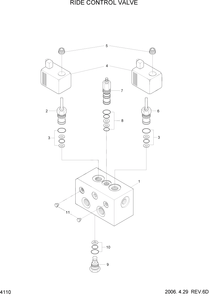 Схема запчастей Hyundai HL730TM7 - PAGE 4110 RIDE CONTROL VALVE ГИДРАВЛИЧЕСКИЕ КОМПОНЕНТЫ