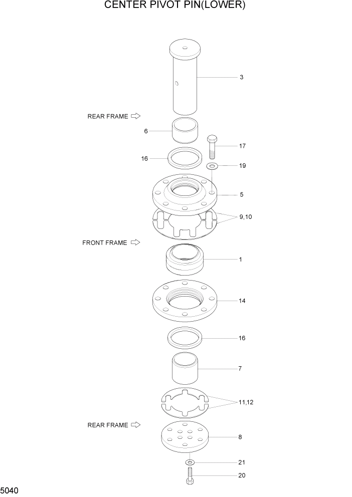 Схема запчастей Hyundai HL730TM7 - PAGE 5040 CENTER PIVOT PIN(LOWER) СТРУКТУРА