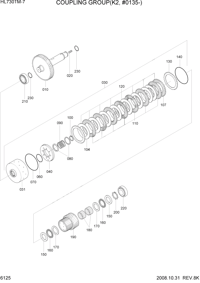 Схема запчастей Hyundai HL730TM7 - PAGE 6125 COUPLING GROUP(K2, #0135-) СИЛОВАЯ СИСТЕМА
