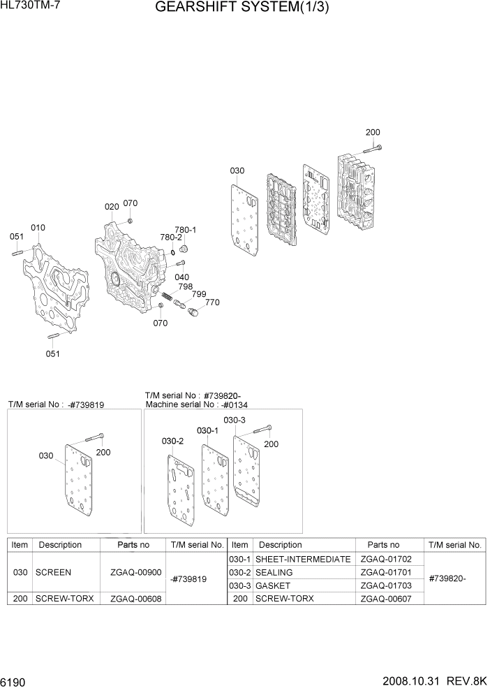 Схема запчастей Hyundai HL730TM7 - PAGE 6190 GEARSHIFT SYSTEM(1/3) СИЛОВАЯ СИСТЕМА