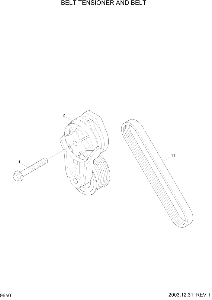 Схема запчастей Hyundai HL730TM7 - PAGE 9650 BELT TENSIONER AND BELT ДВИГАТЕЛЬ БАЗА