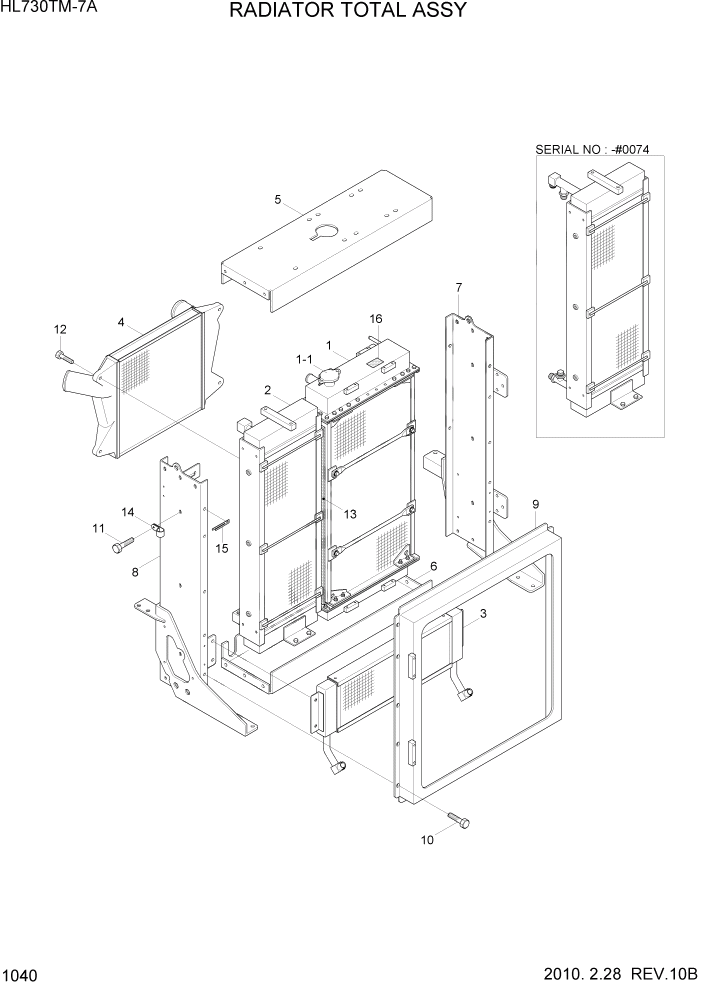 Схема запчастей Hyundai HL730TM7A - PAGE 1040 RADIATOR TOTAL ASSY СИСТЕМА ДВИГАТЕЛЯ