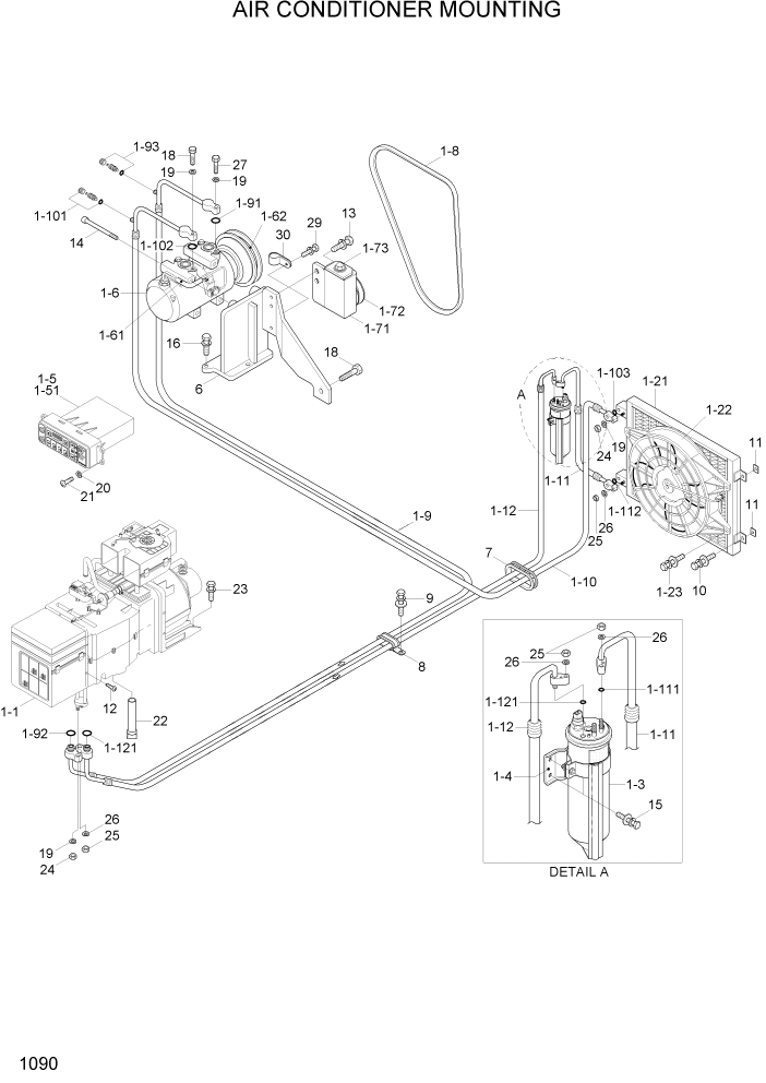 Схема запчастей Hyundai HL730TM7A - PAGE 1090 AIR CONDITIONER MOUNTING СИСТЕМА ДВИГАТЕЛЯ