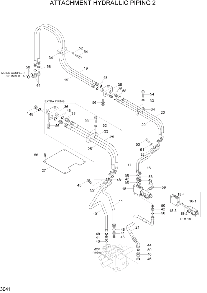 Схема запчастей Hyundai HL730TM7A - PAGE 3041 ATTACHMENT HYDRAULIC PIPING 2 ГИДРАВЛИЧЕСКАЯ СИСТЕМА