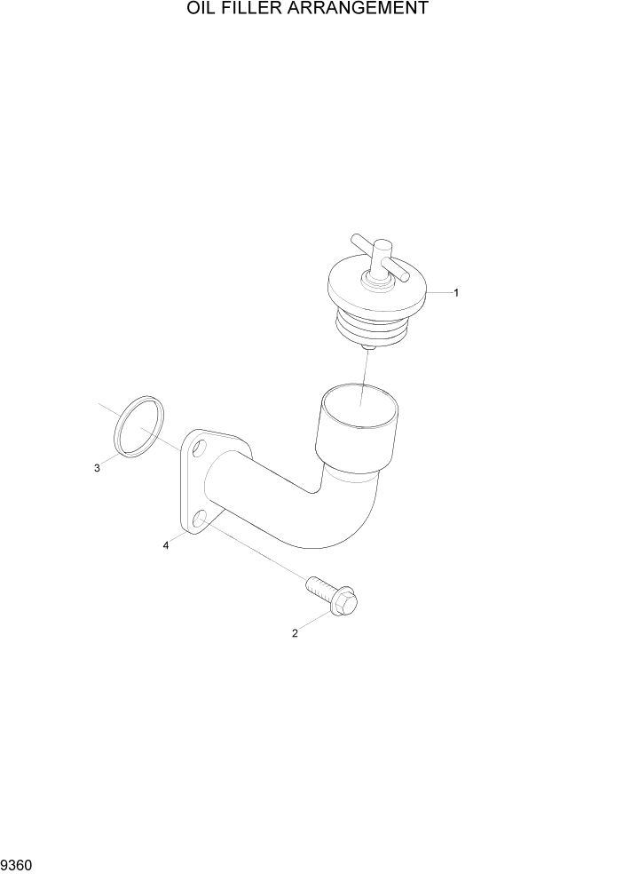 Схема запчастей Hyundai HL730TM7A - PAGE 9360 OIL FILLER ARRANGEMENT ДВИГАТЕЛЬ БАЗА