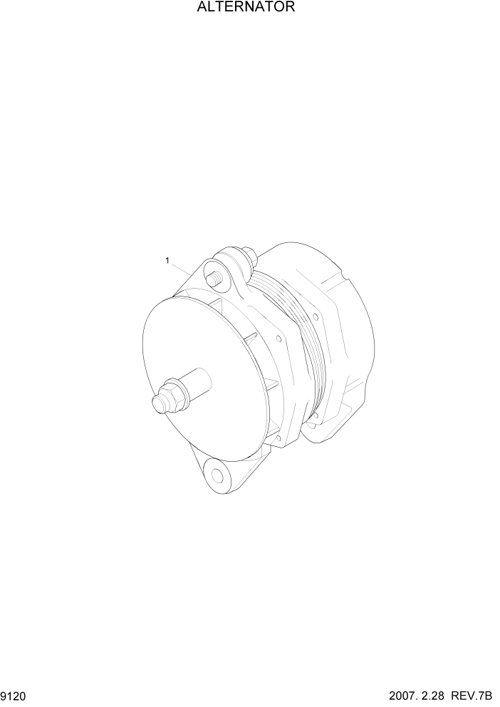 Схема запчастей Hyundai HL740-7 - PAGE 9120 ALTERNATOR ДВИГАТЕЛЬ БАЗА