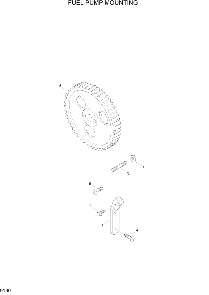 Схема запчастей Hyundai HL740-7 - PAGE 9190 FUEL PUMP MOUNTING ДВИГАТЕЛЬ БАЗА