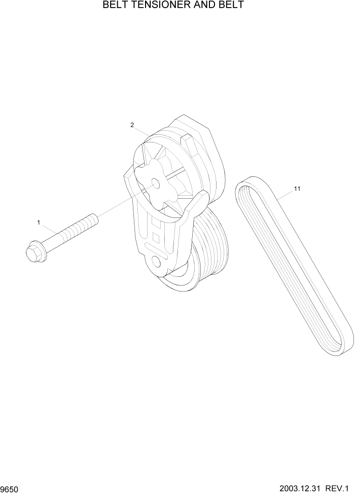 Схема запчастей Hyundai HL740-7 - PAGE 9650 BELT TENSIONER AND BELT ДВИГАТЕЛЬ БАЗА