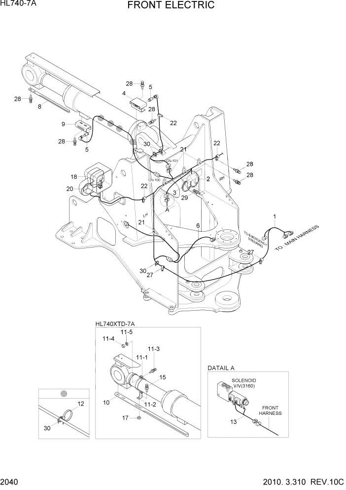 Схема запчастей Hyundai HL740-7A - PAGE 2040 FRONT ELECTRIC ЭЛЕКТРИЧЕСКАЯ СИСТЕМА