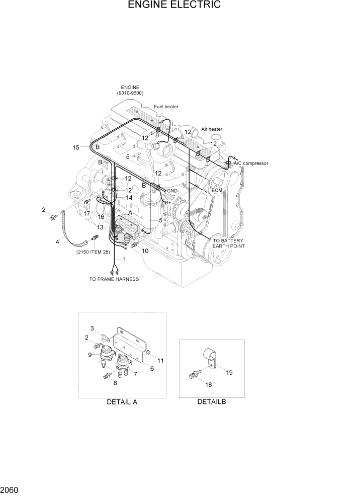 Схема запчастей Hyundai HL740-7A - PAGE 2060 ENGINE ELECTRIC ЭЛЕКТРИЧЕСКАЯ СИСТЕМА