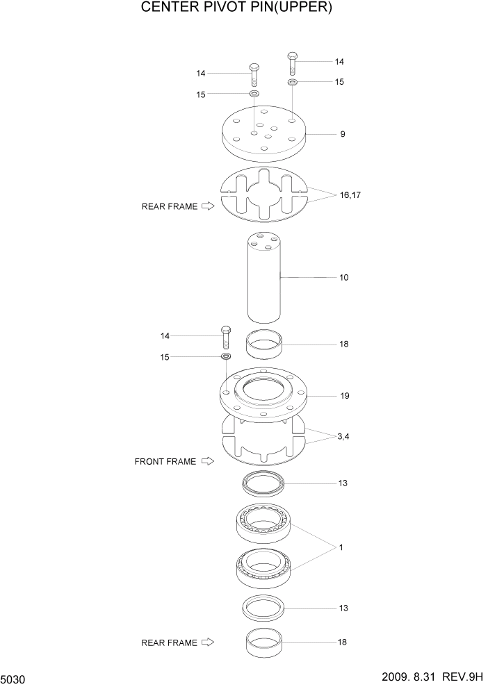 Схема запчастей Hyundai HL740-7A - PAGE 5030 CENTER PIVOT PIN(UPPER) СТРУКТУРА