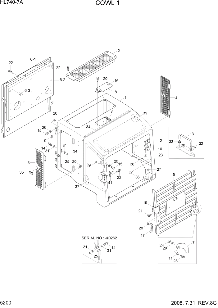Схема запчастей Hyundai HL740-7A - PAGE 5200 COWL 1 СТРУКТУРА
