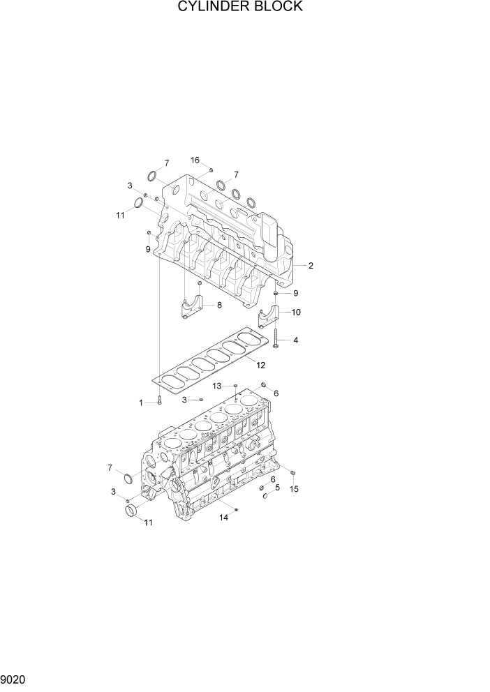 Схема запчастей Hyundai HL740-7A - PAGE 9020 CYLINDER BLOCK ДВИГАТЕЛЬ БАЗА