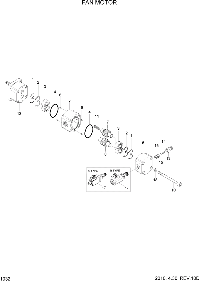 Схема запчастей Hyundai HL740TM-7 - PAGE 1032 FAN MOTOR СИСТЕМА ДВИГАТЕЛЯ
