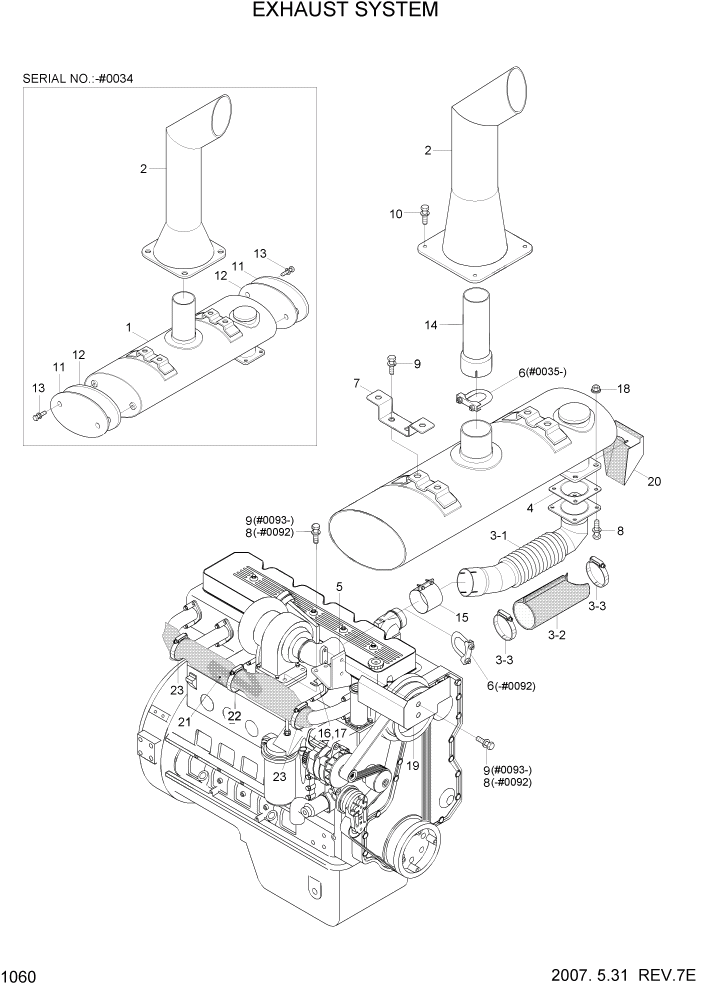Схема запчастей Hyundai HL740TM-7 - PAGE 1060 EXHAUST SYSTEM СИСТЕМА ДВИГАТЕЛЯ