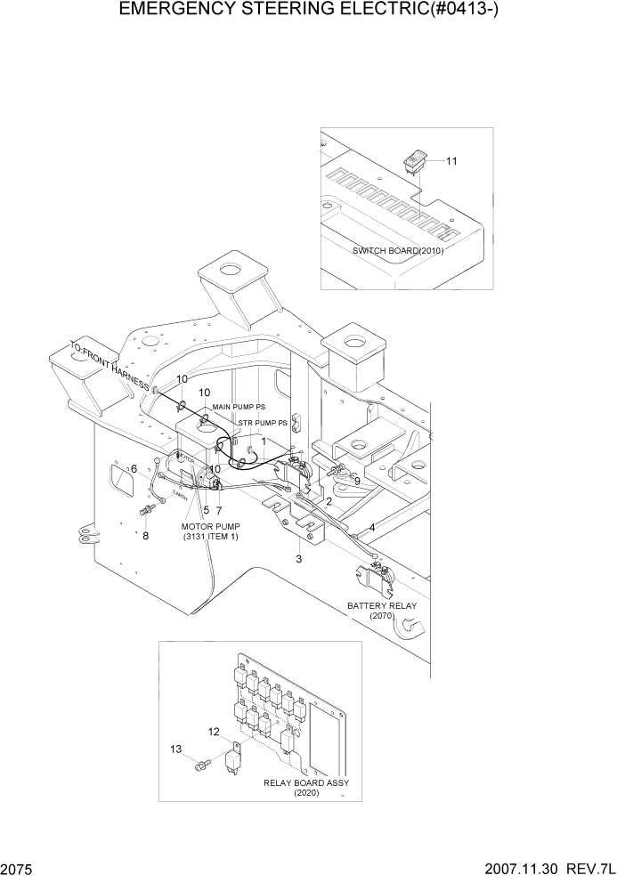Схема запчастей Hyundai HL740TM-7 - PAGE 2075 EMERGENCY STEERING ELECTRIC(#0413-) ЭЛЕКТРИЧЕСКАЯ СИСТЕМА