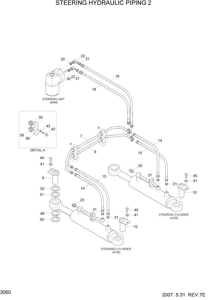 Схема запчастей Hyundai HL740TM-7 - PAGE 3060 STEERING HYDRAULIC PIPING 2 ГИДРАВЛИЧЕСКАЯ СИСТЕМА