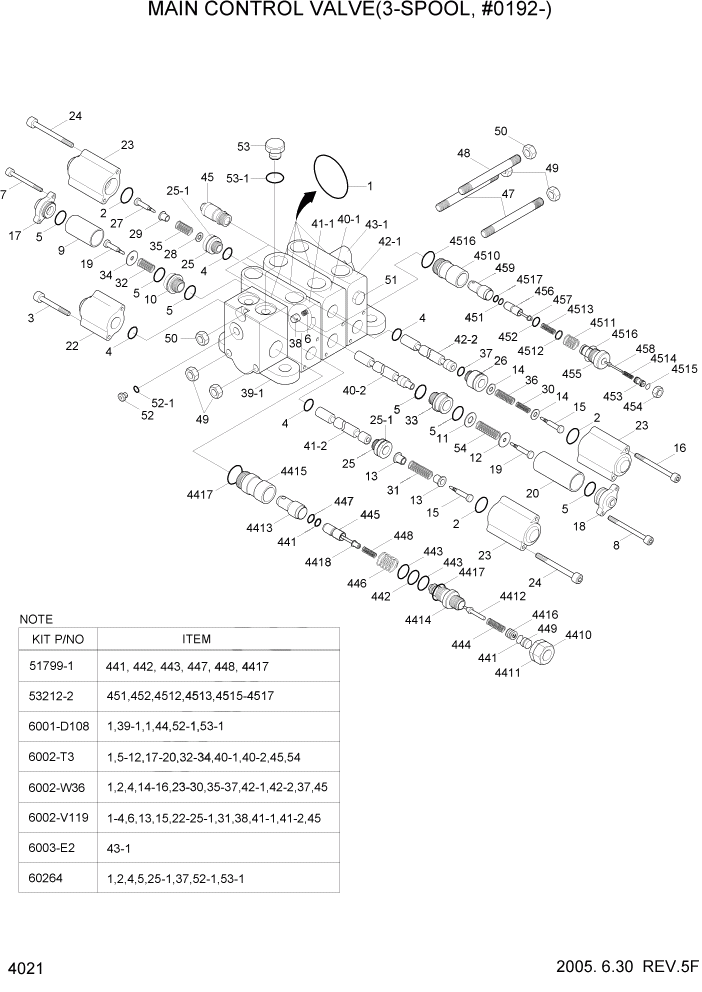 Схема запчастей Hyundai HL740TM-7 - PAGE 4021 MAIN CONTROL VALVE(3-SPOOL, #0192-) ГИДРАВЛИЧЕСКИЕ КОМПОНЕНТЫ