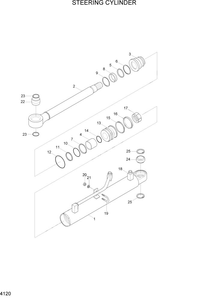Схема запчастей Hyundai HL740TM-7 - PAGE 4120 STEERING CYLINDER ГИДРАВЛИЧЕСКИЕ КОМПОНЕНТЫ