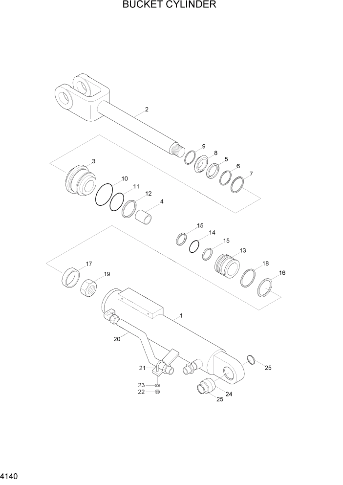 Схема запчастей Hyundai HL740TM-7 - PAGE 4140 BUCKET CYLINDER ГИДРАВЛИЧЕСКИЕ КОМПОНЕНТЫ