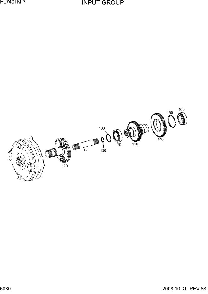 Схема запчастей Hyundai HL740TM-7 - PAGE 6080 INPUT GROUP СИЛОВАЯ СИСТЕМА