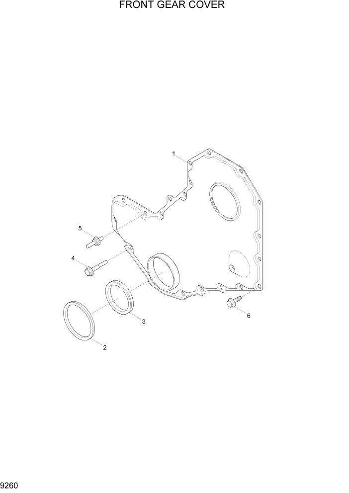 Схема запчастей Hyundai HL740TM-7 - PAGE 9260 FRONT GEAR COVER ДВИГАТЕЛЬ БАЗА