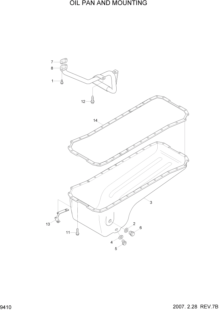 Схема запчастей Hyundai HL740TM-7 - PAGE 9410 OIL PAN AND MOUNTING ДВИГАТЕЛЬ БАЗА