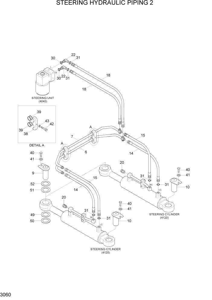 Схема запчастей Hyundai HL740TM-7A - PAGE 3060 STEERING HYDRAULIC PIPING 2 ГИДРАВЛИЧЕСКАЯ СИСТЕМА