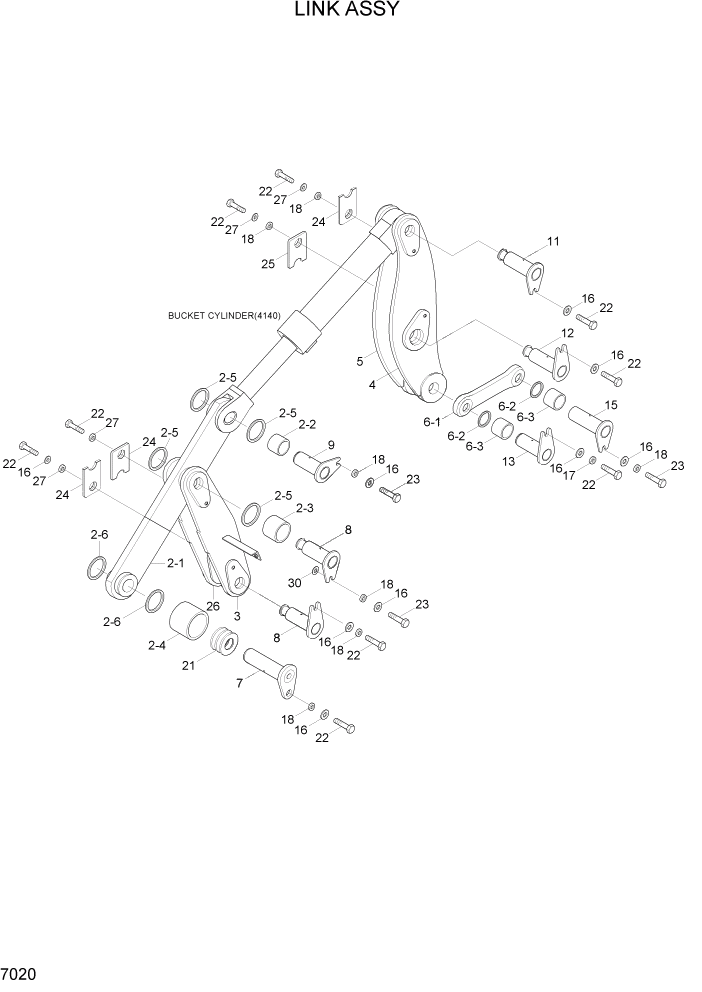 Схема запчастей Hyundai HL740TM-7A - PAGE 7020 LINK ASSY РАБОЧЕЕ ОБОРУДОВАНИЕ