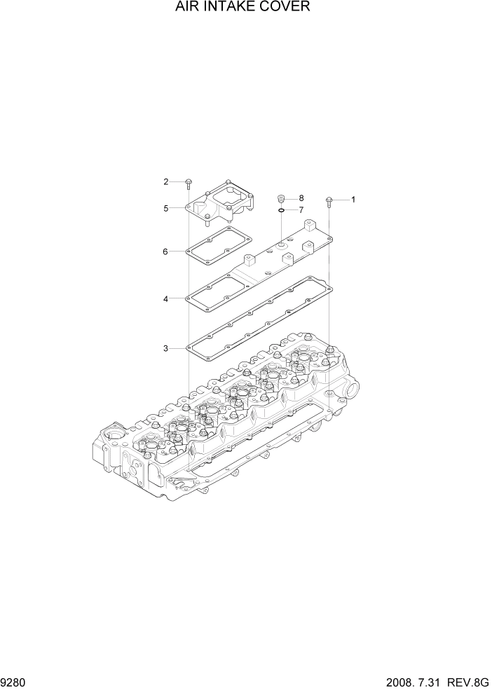 Схема запчастей Hyundai HL740TM-7A - PAGE 9280 AIR INTAKE COVER ДВИГАТЕЛЬ БАЗА