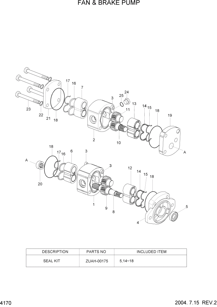 Схема запчастей Hyundai HL757-7 - PAGE 4170 FAN & BRAKE PUMP ГИДРАВЛИЧЕСКИЕ КОМПОНЕНТЫ