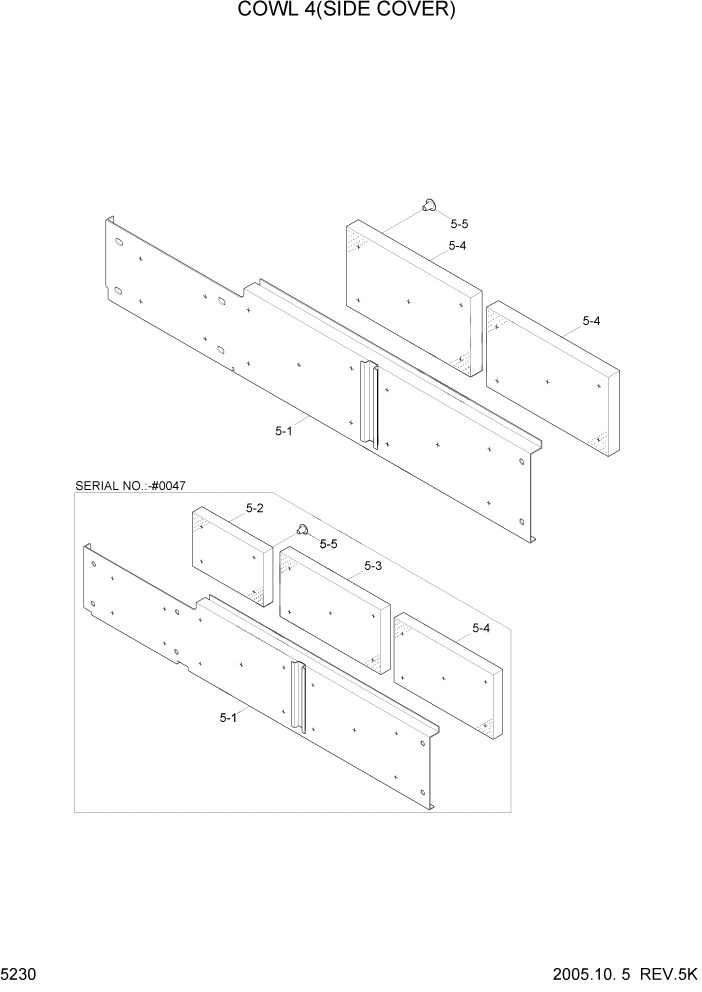 Схема запчастей Hyundai HL757-7 - PAGE 5230 COWL 4(SIDE COVER) СТРУКТУРА