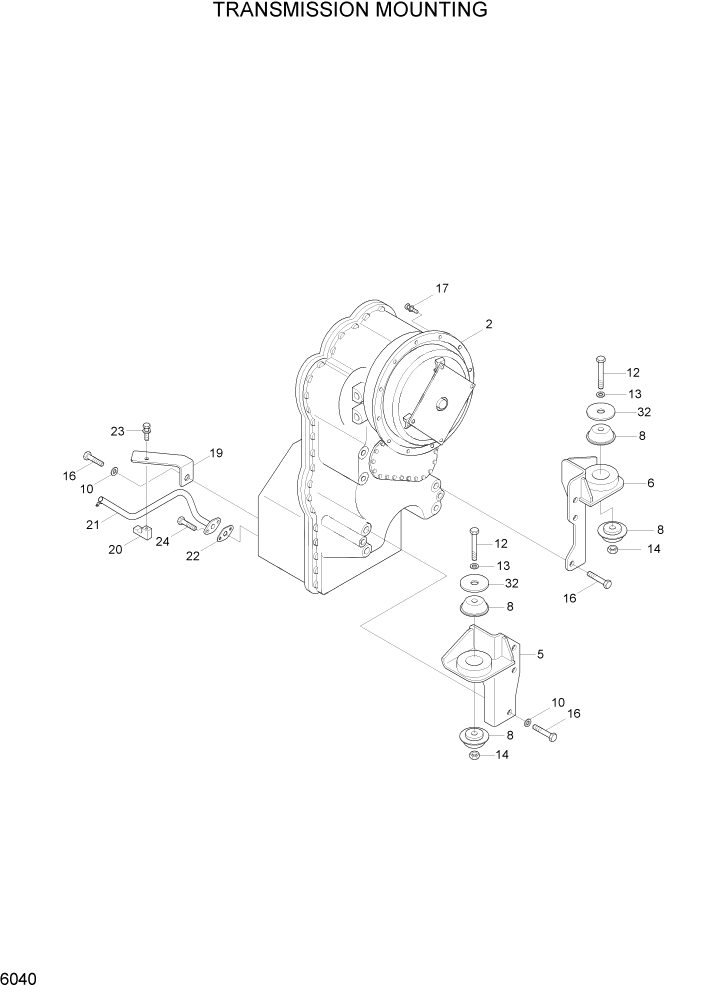 Схема запчастей Hyundai HL757-7 - PAGE 6040 TRANSMISSION MOUNTING СИЛОВАЯ СИСТЕМА