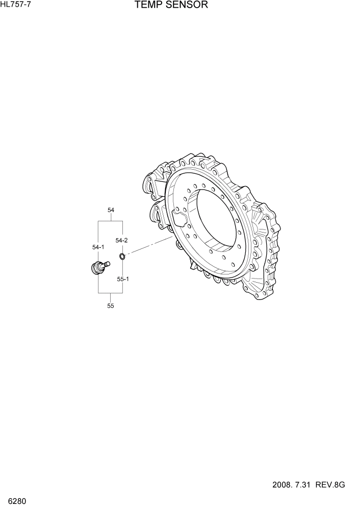 Схема запчастей Hyundai HL757-7 - PAGE 6280 TEMP SENSOR СИЛОВАЯ СИСТЕМА